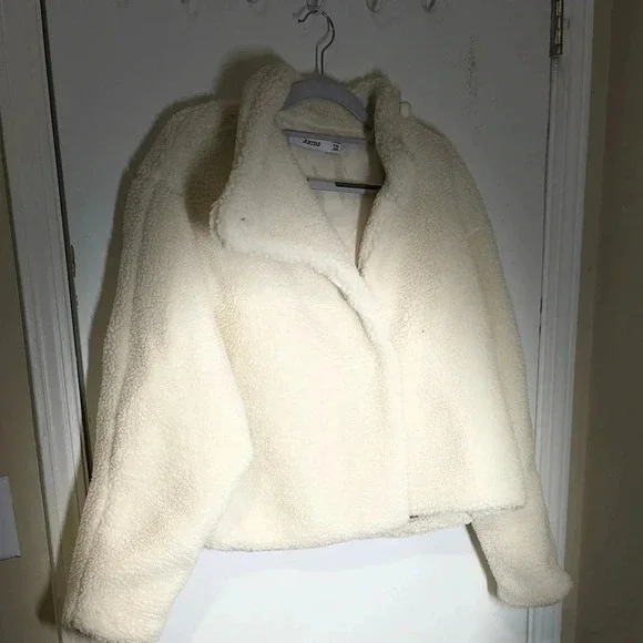 Just Fab faux shearling wrap jacket new with the tag bone white XXL - Picture 15 of 16